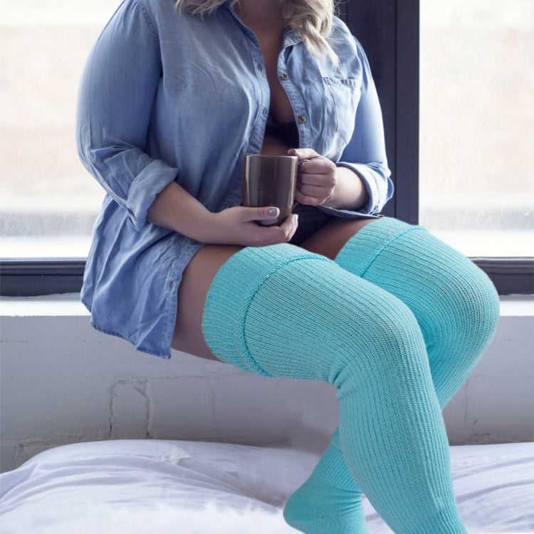 3 Pairs Plus Size Opaque Thigh High Socks