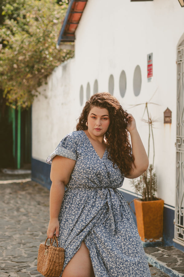 plus size wrap dresses Unique Vintage Teal Floral Brocade Midi Dress Its flowy long sleeves and soft textured fabric add an elegant yet comfortable touch Nikki Curve Gown | Plus