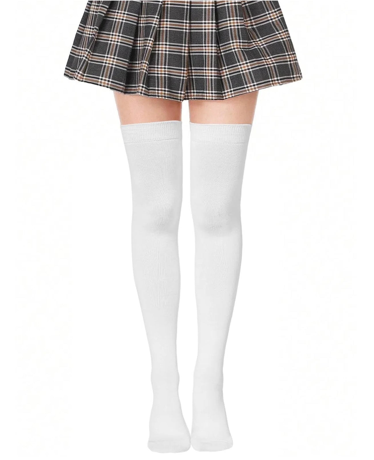 Cotton Thigh High Socks For Women-White Moon Wood