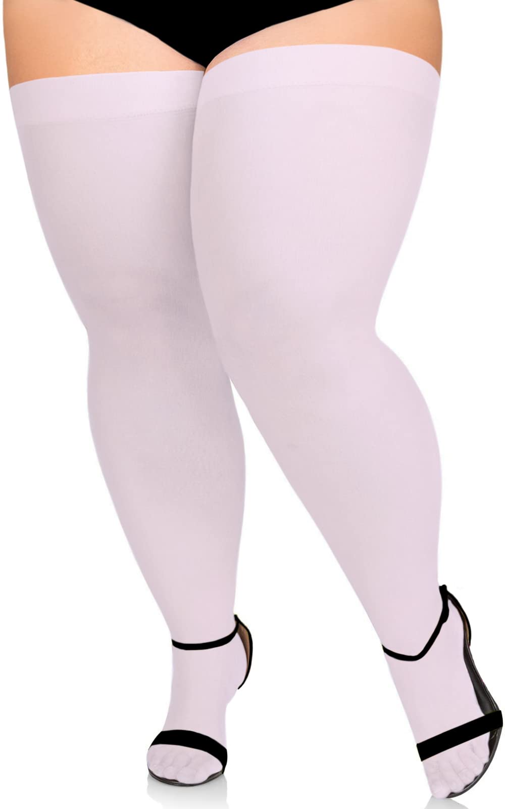Wool Plus Size Thigh High Socks For Thick Thighs-White