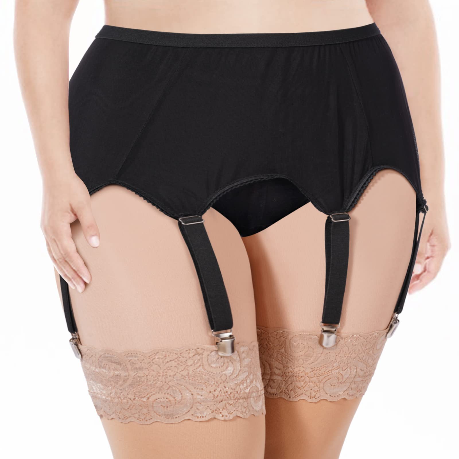 Garter Belt for Thigh Highs | Mesh High Waisted Garter Belt Lingerie for  Women 6 Straps | Stockings Not Included