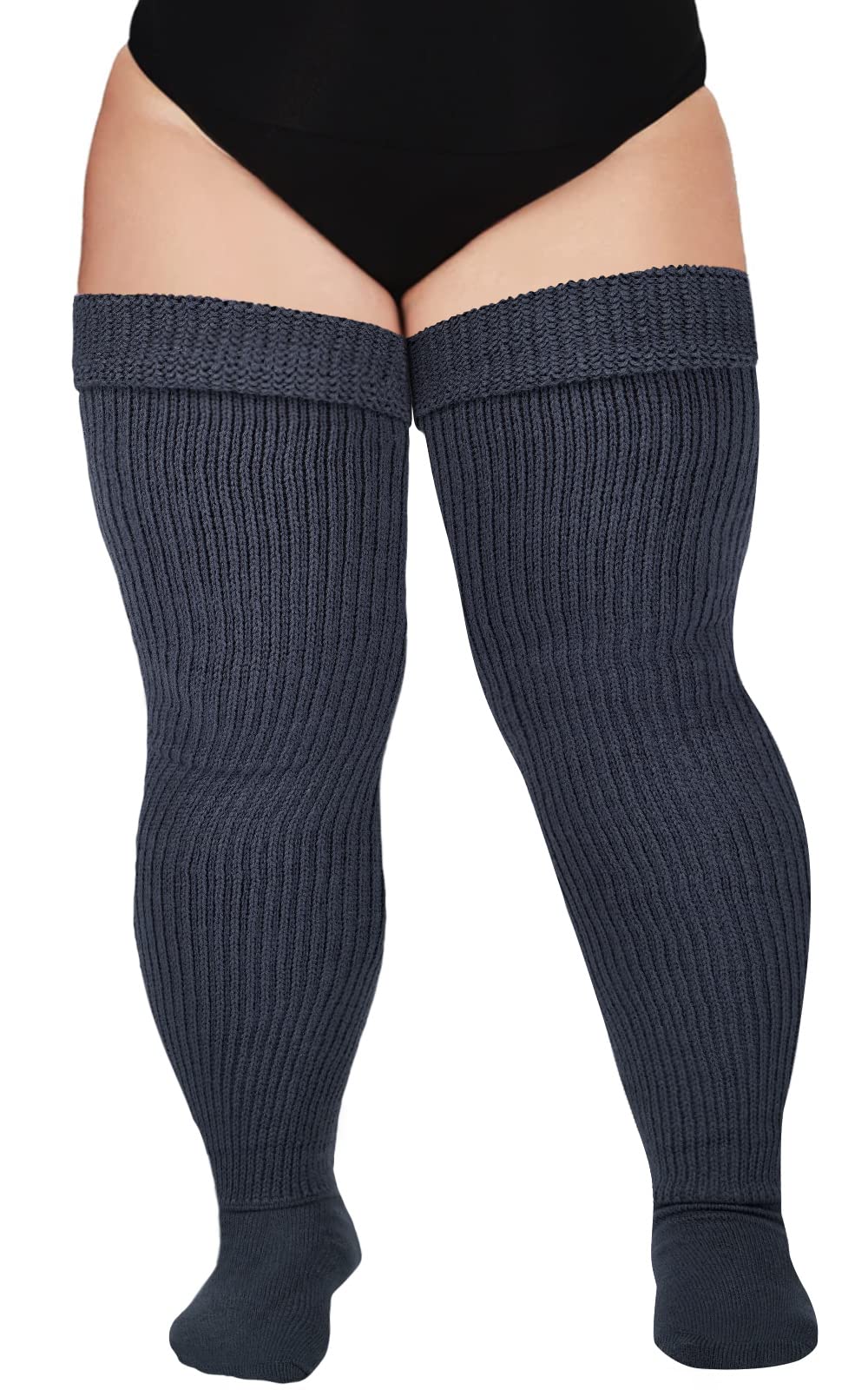 women's plus size dress socks Womens Plus Size Thigh High Socks-Dark Grey