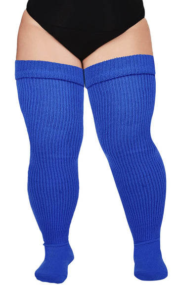 Womens Plus Size Thigh High Socks-Sky Blue