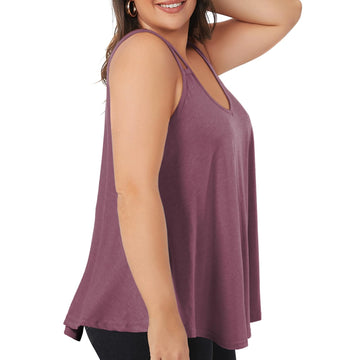 Plus Size Tank Tops for Women V Neck Camisole-Purple