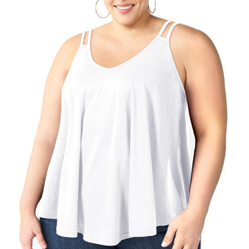Plus Size Tank Tops for Women V Neck Camisole-White