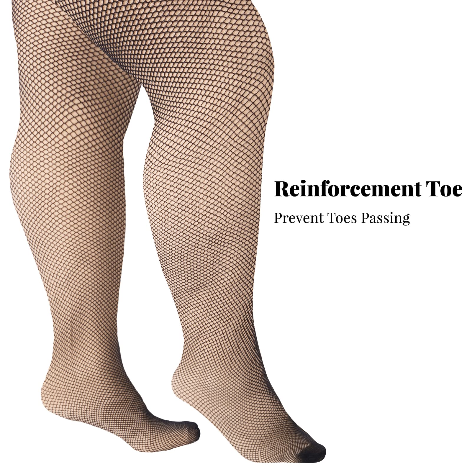 Plus Size Fishnet Stockings Sheer Silicone Lace - Black Small Mesh - Moon Wood