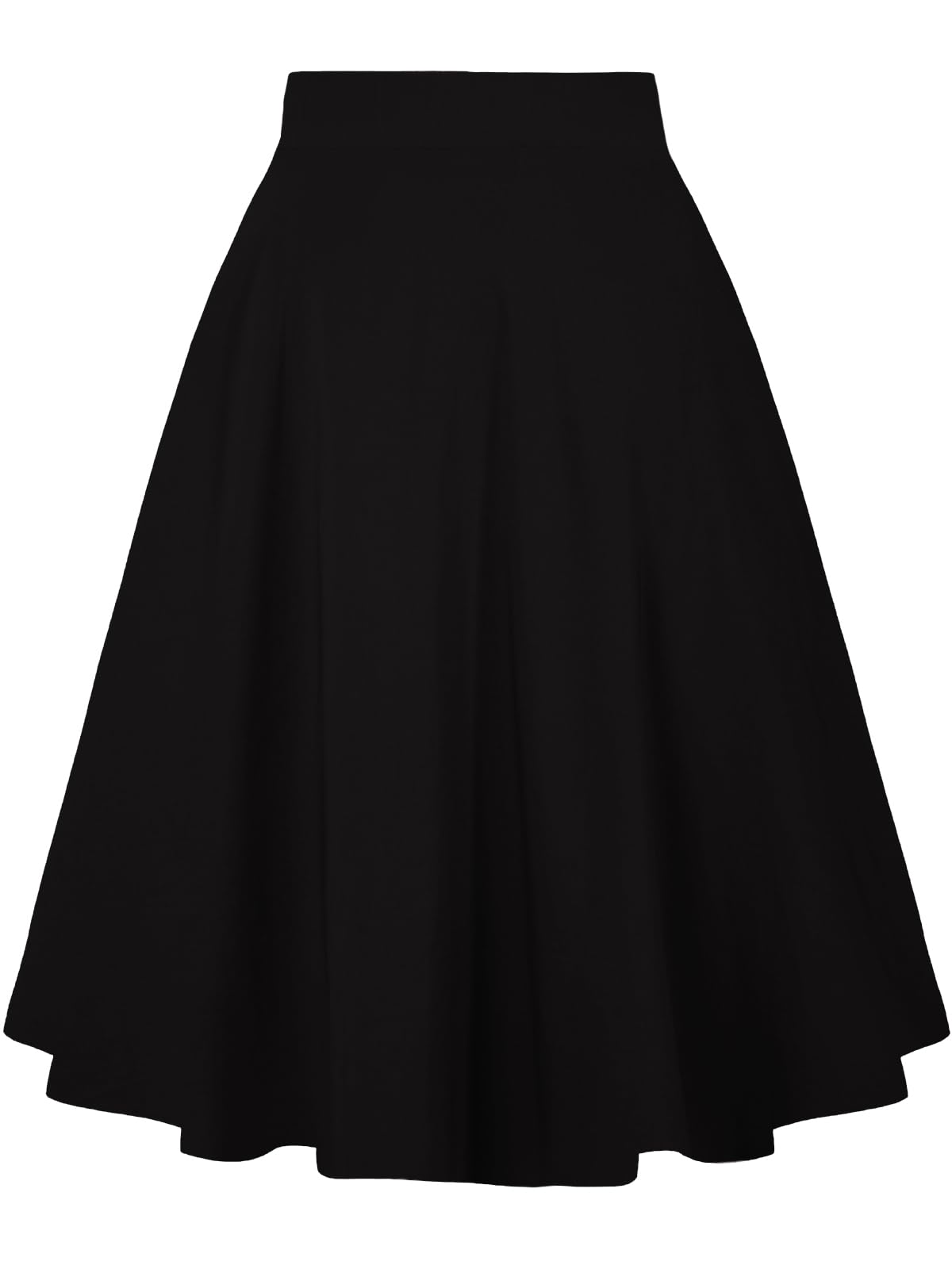 Plus Size High Waist A-Line Midi Skirt Black
