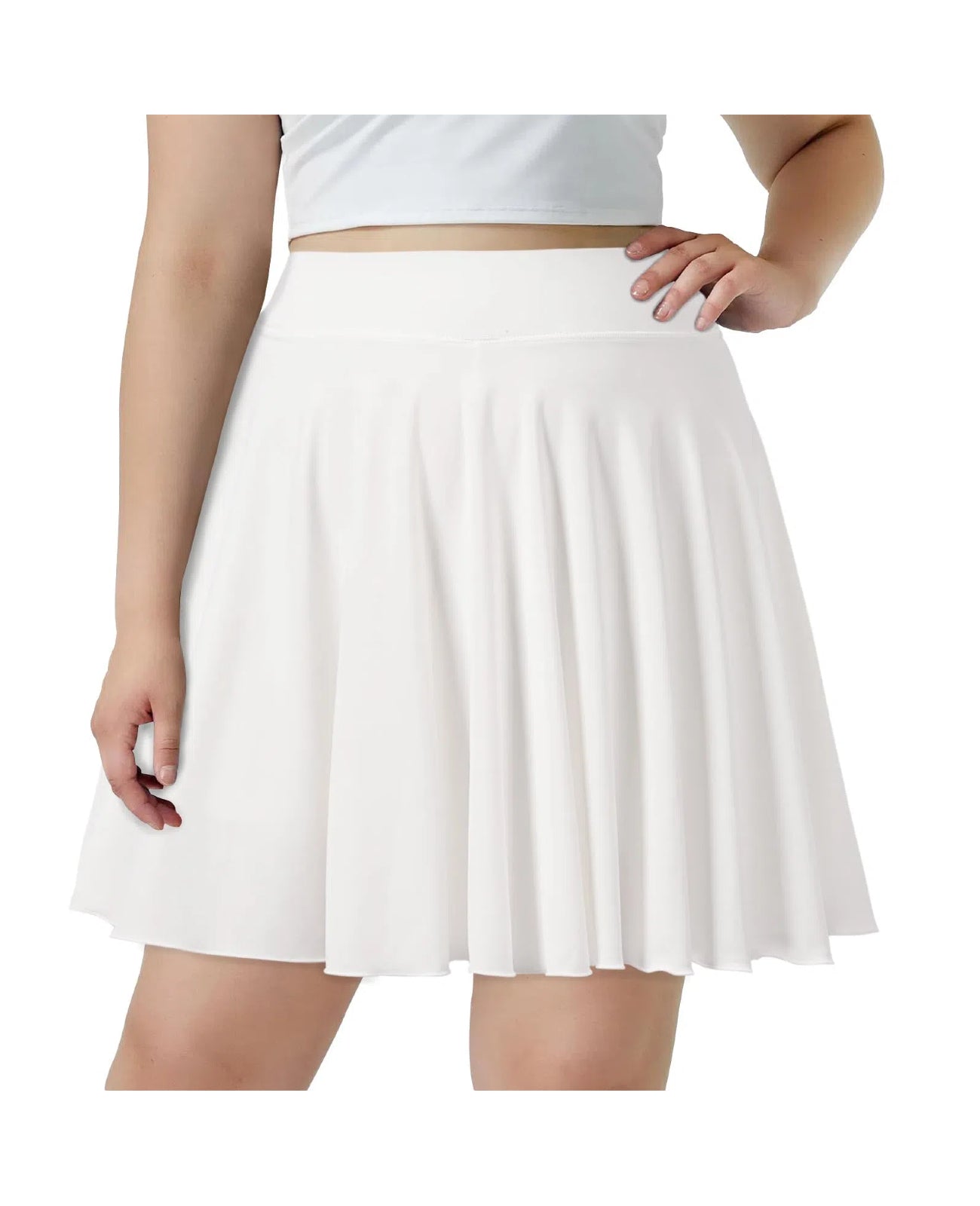 Plus Size Mini Skirt with Shorts-White Moon Wood