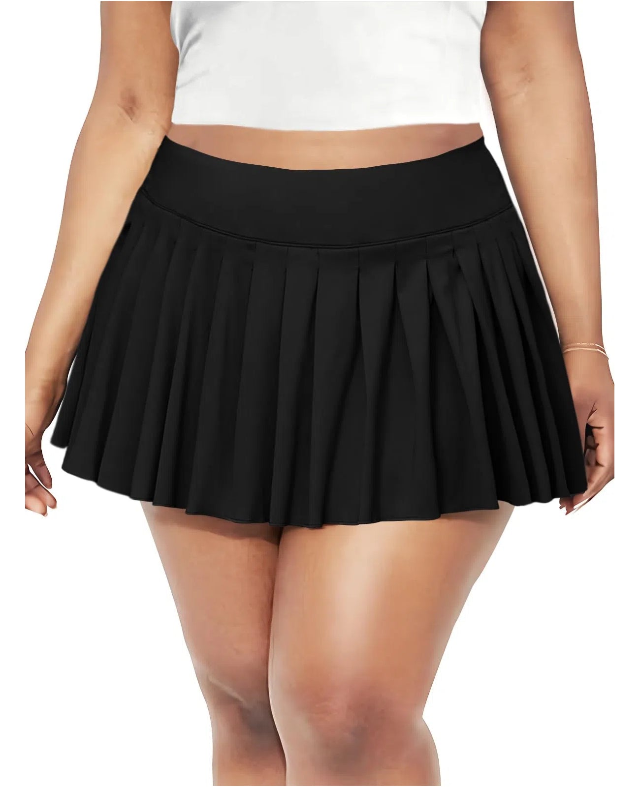 Short Skirt Elastic Waist Plus Skirt Plus Size Pleated Skirt High