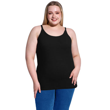Plus Size Ribbed Tank Tops for Women - Black