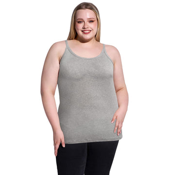 Plus Size Ribbed Tank Tops for Women - Grey