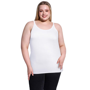 Plus Size Ribbed Tank Tops for Women - White
