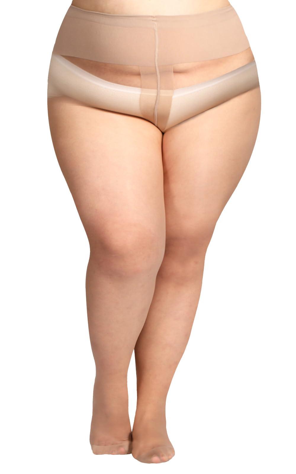 Plus Size Sheer High Waist Stocking Nude - Moon Wood