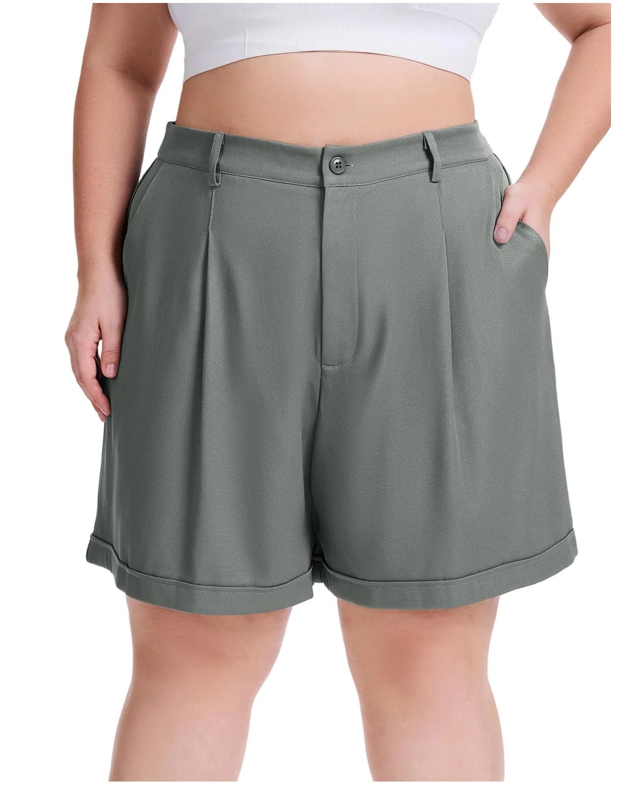Plus Size Shorts for Women Wide Leg Dark Grey Moon Wood