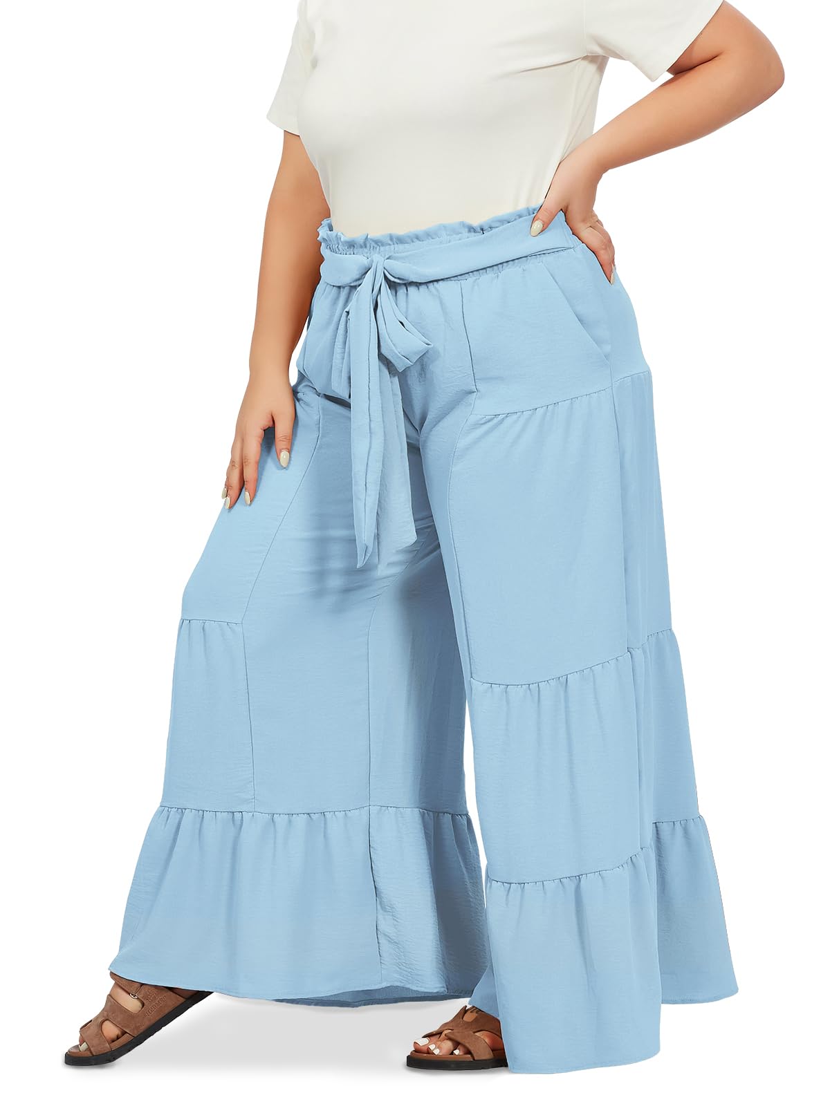 Plus Size Wide Leg Pants High Waisted