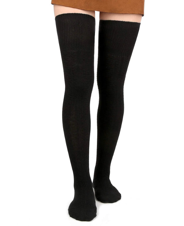 Chaussettes hautes pour bottes pour femmes - Noir