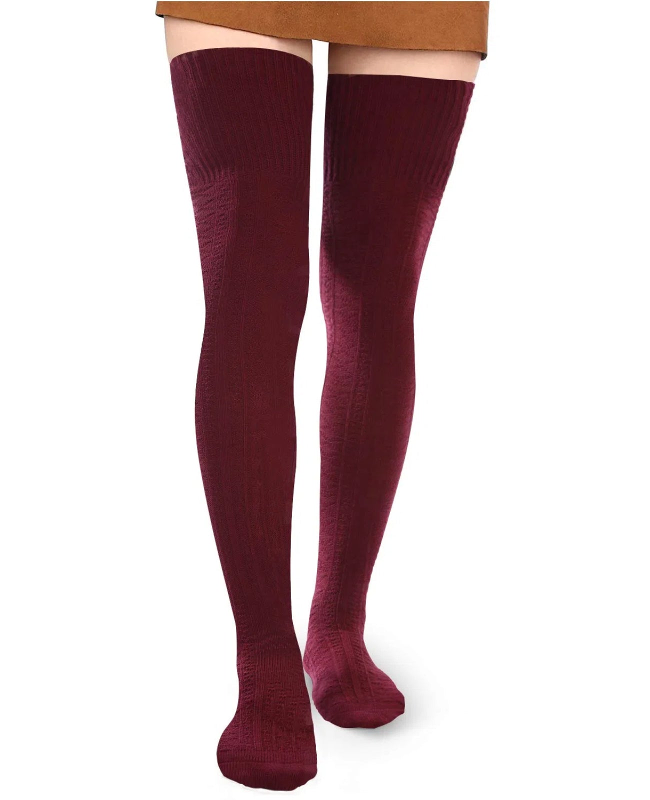 Chaussettes hautes pour bottes pour femmes Bordeaux Bois de lune