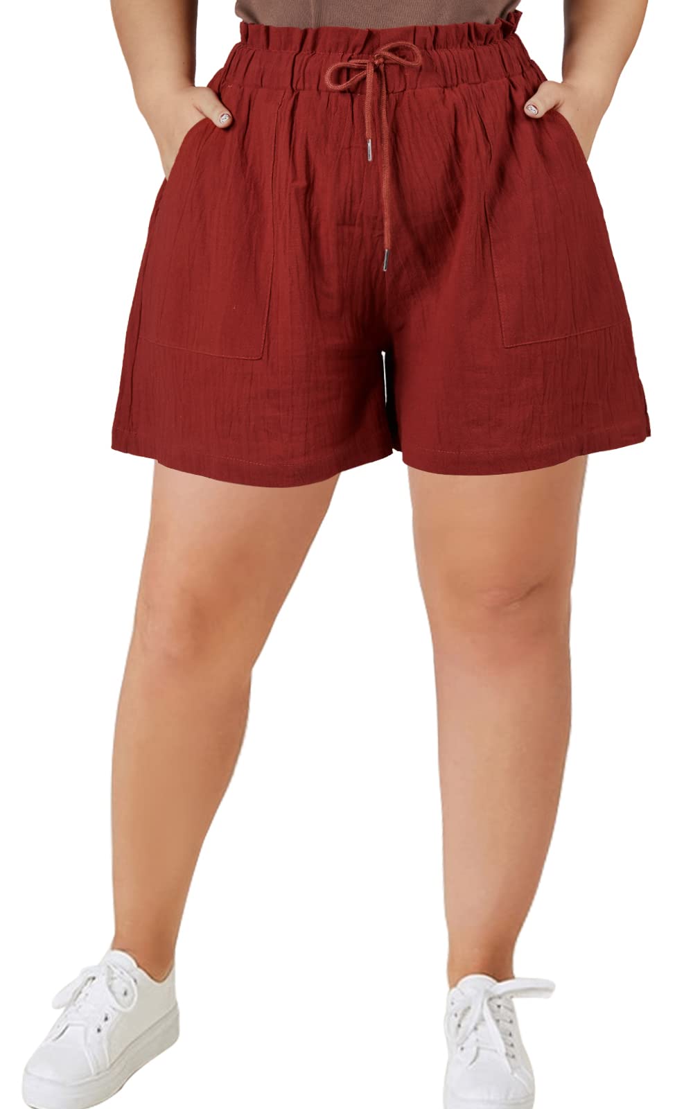 Linen High Waisted Women's Plus Size Shorts Moon Wood