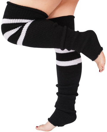 Plus Size Leg Warmers for Women-Black & White