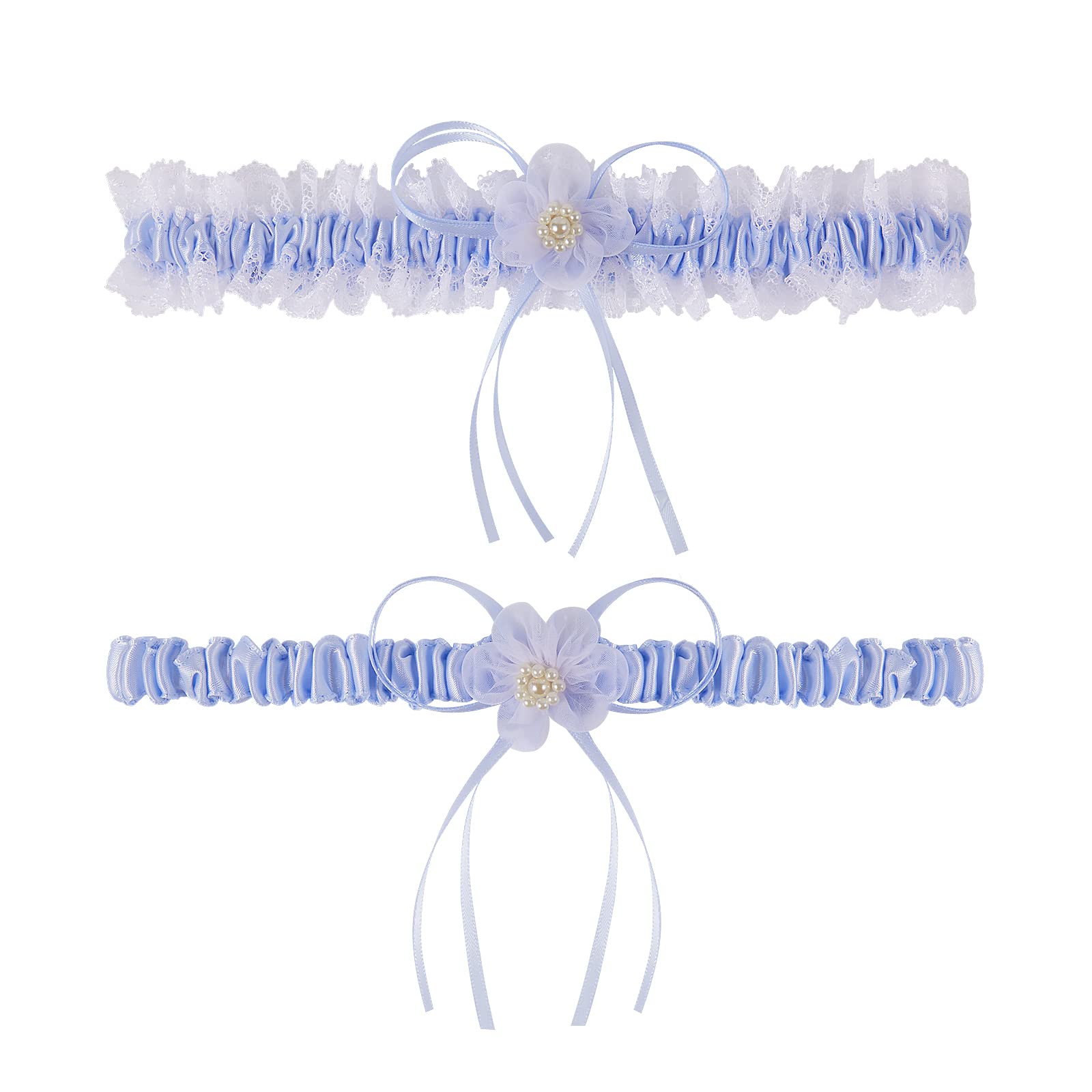 Plus Size Wedding Garters with Elastic Band-Blue Plus Size Wedding Garters with Elastic Band-Blue