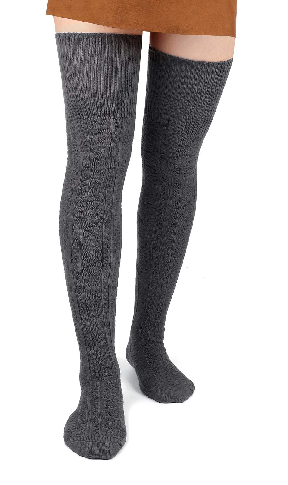 Chaussettes hautes pour bottes pour femmes Gris fonce Bois de lune