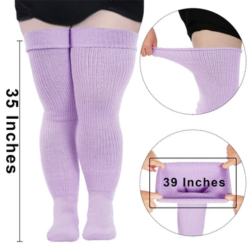 Womens Plus Size Thigh High Socks-Lavender