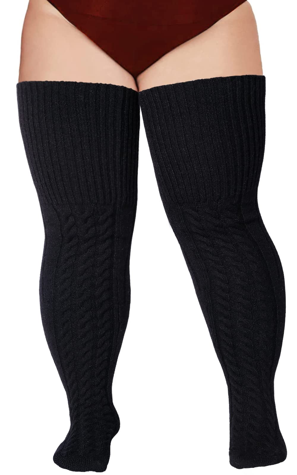 Wool Plus Size Thigh High Socks For Thick Thighs