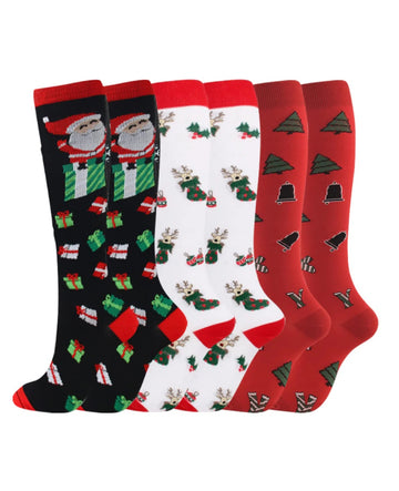 3 Pack Christmas Compression Socks for Women Men