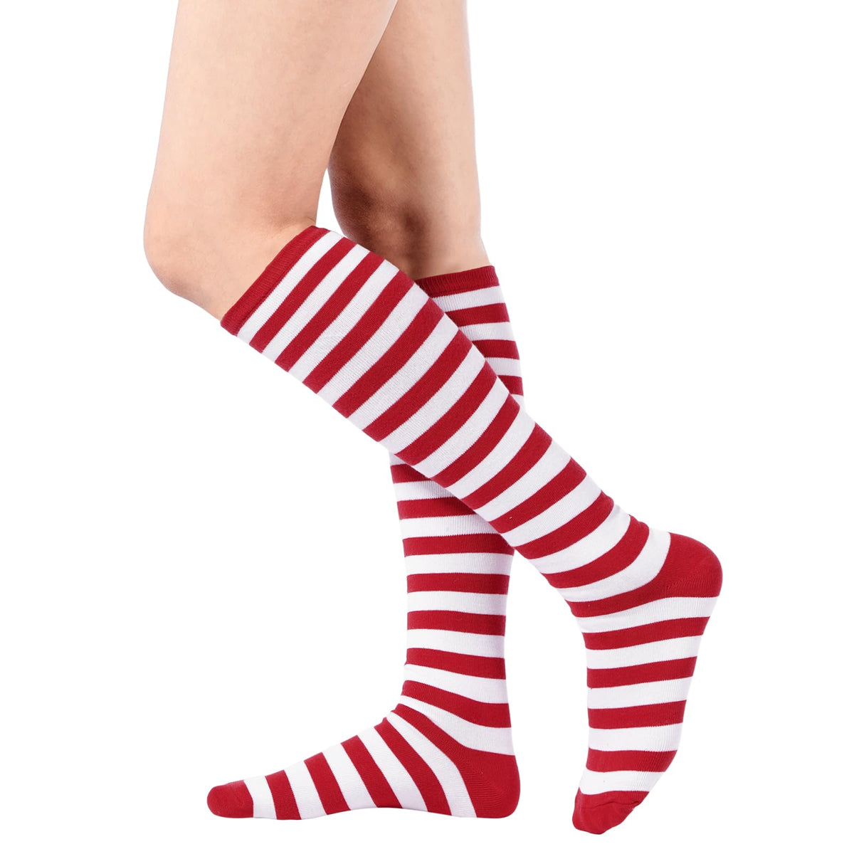 Red Java Sock 3 Pairs Striped Knee High Socks - Red White | Moon Wood