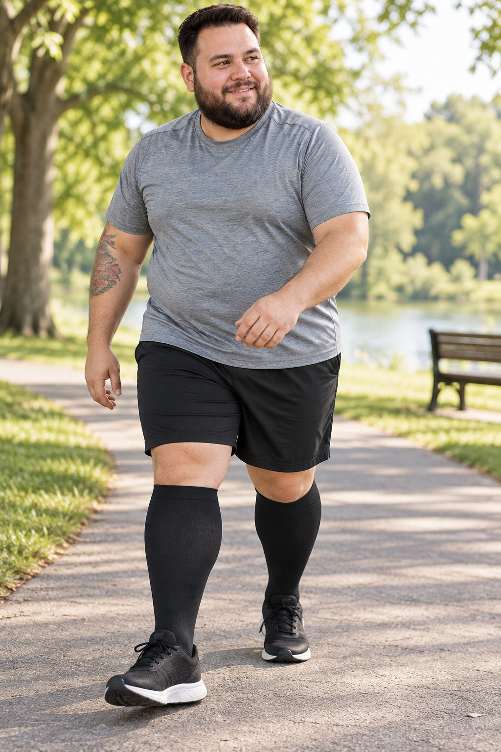 3 Pairs Plus Size Wide Calf Compression Socks male sport lifestyle model