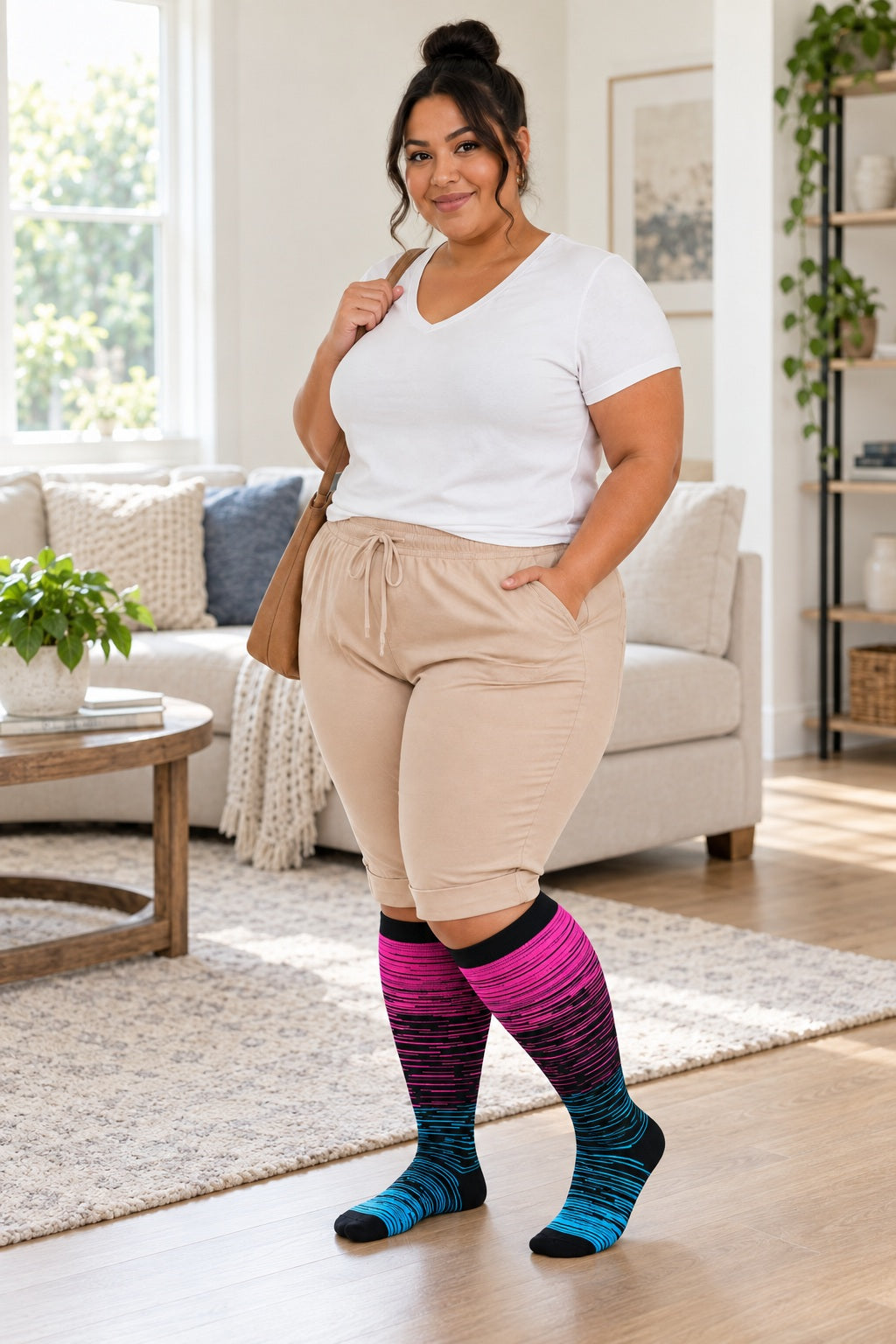 4 Pairs Plus Size Compression Socks for Women female home lifestyle model