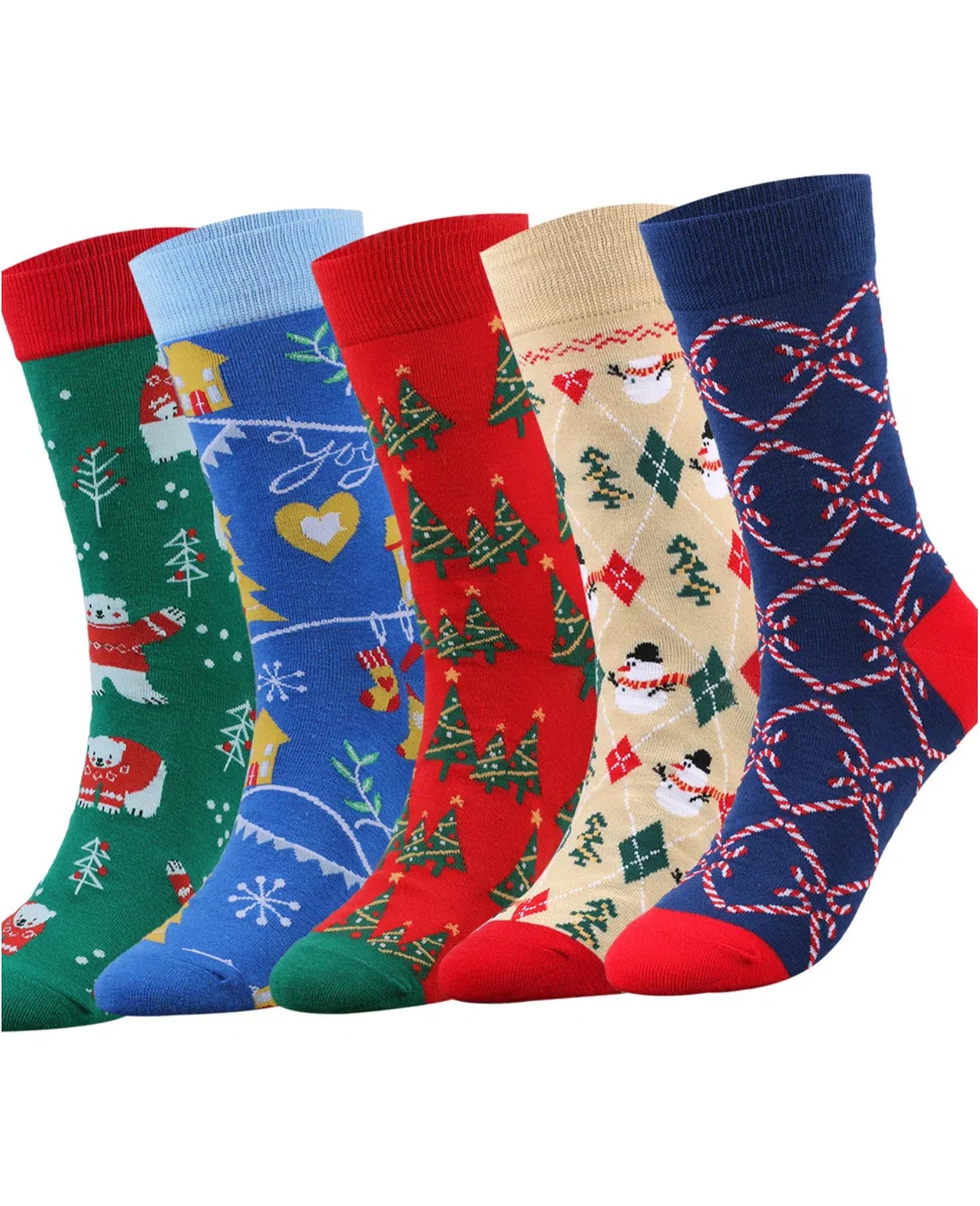 5 Pack Crew Socks for Christmas