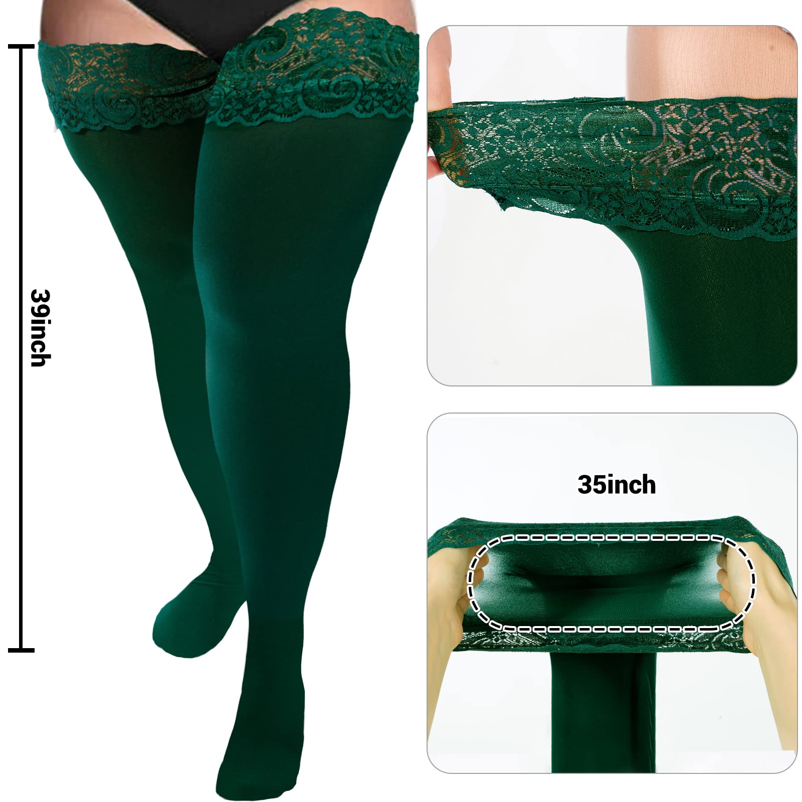 55d Semi Sheer Silicone Lace Stay Up Thigh Highs Moon Wood