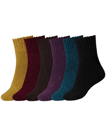 6 Pairs Wool Boot Socks for Women Winter Dark Color