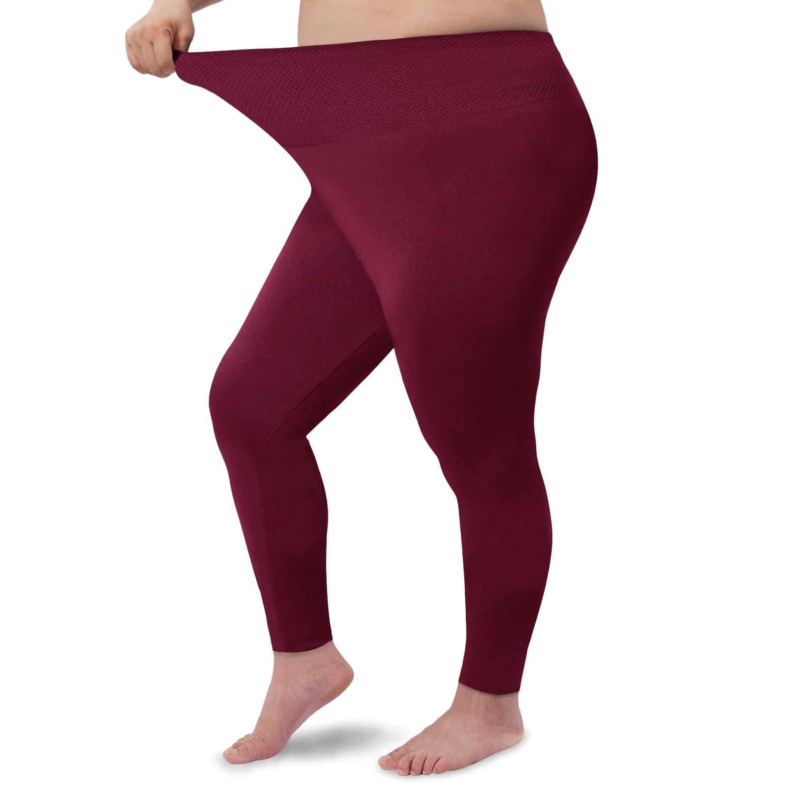 6 Pack Plus Size Fleece Lined Leggings High Waist-Moon Wood