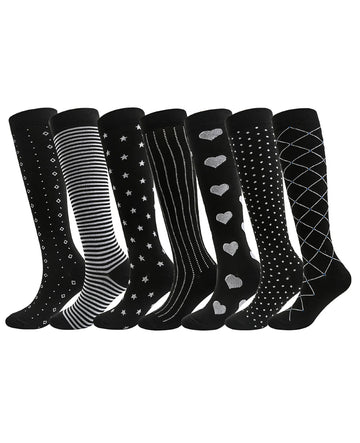 3 paires de chaussettes de compression hautes grande taille pour femmes et hommes - noir, rose, bleu