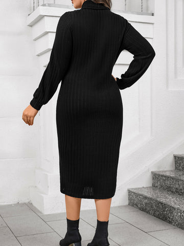 Jupe Midi Trapèze Taille Haute Grande Taille - Noir
