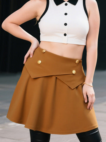Bulk Brown High-Waist Plus Size Mini Skirt 159 Pcs