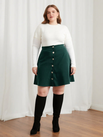 Bulk Plus Size Mini Skirt with Button Placket 222 Pcs