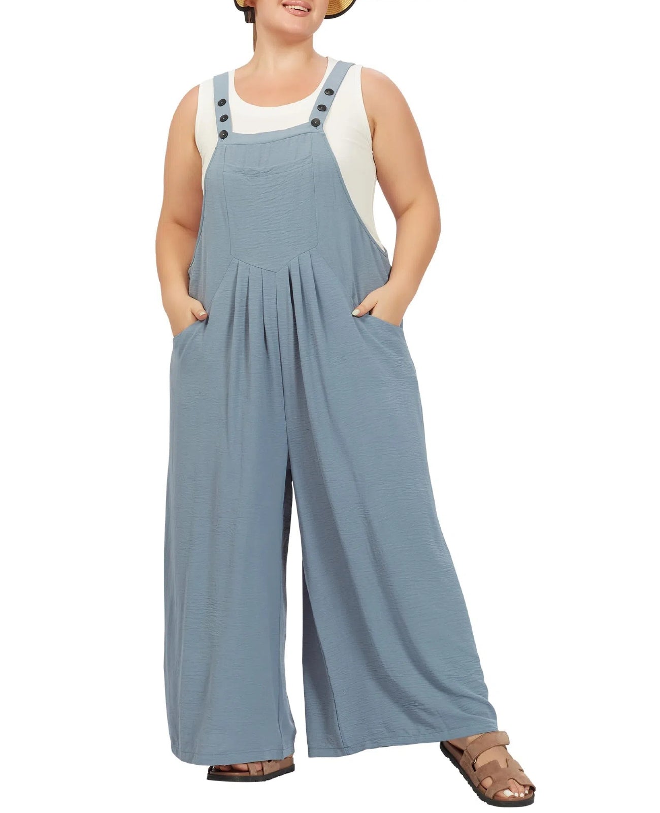 Casual Plus Size Jumpsuits with Pocket - Blue-Moon Wood