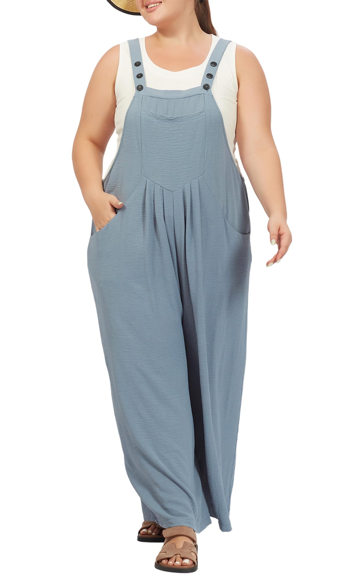 Casual Plus Size Jumpsuits with Pocket - Blue-Moon Wood