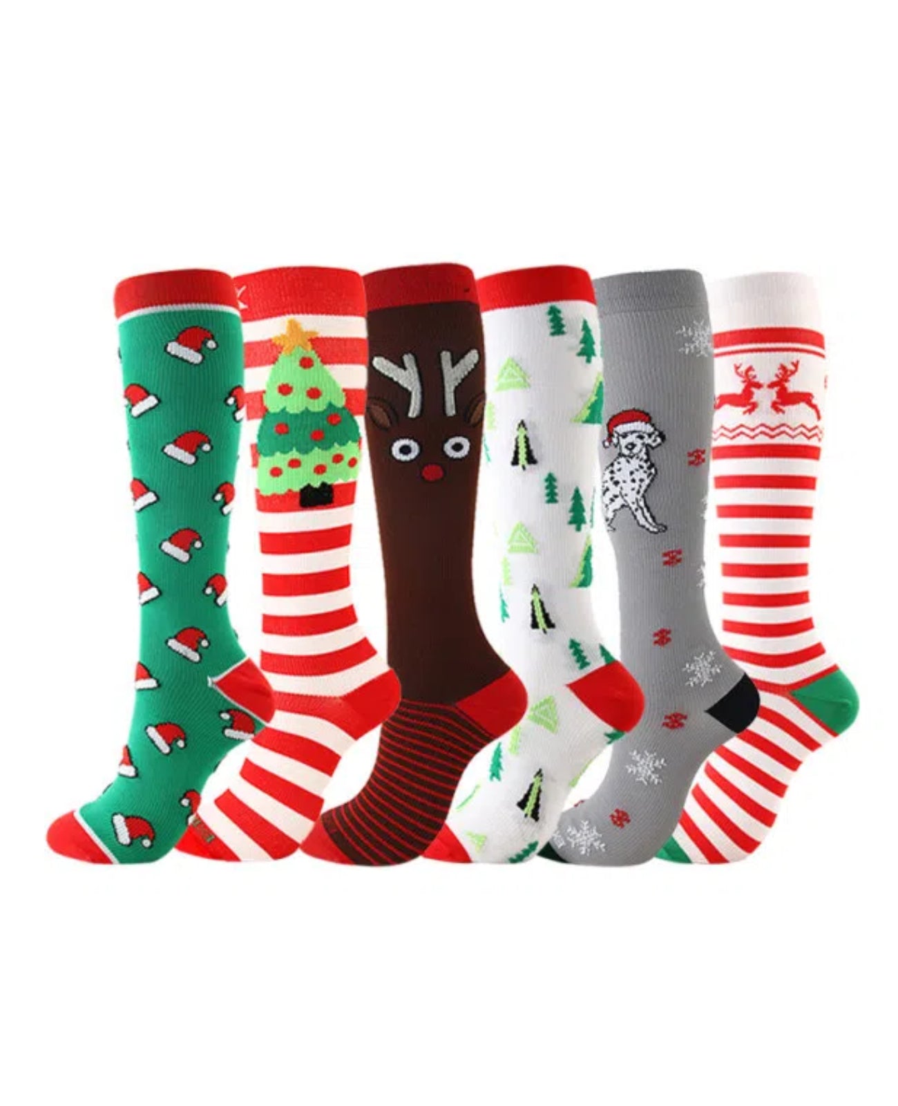 6 Pairs Compression Socks for Christmas