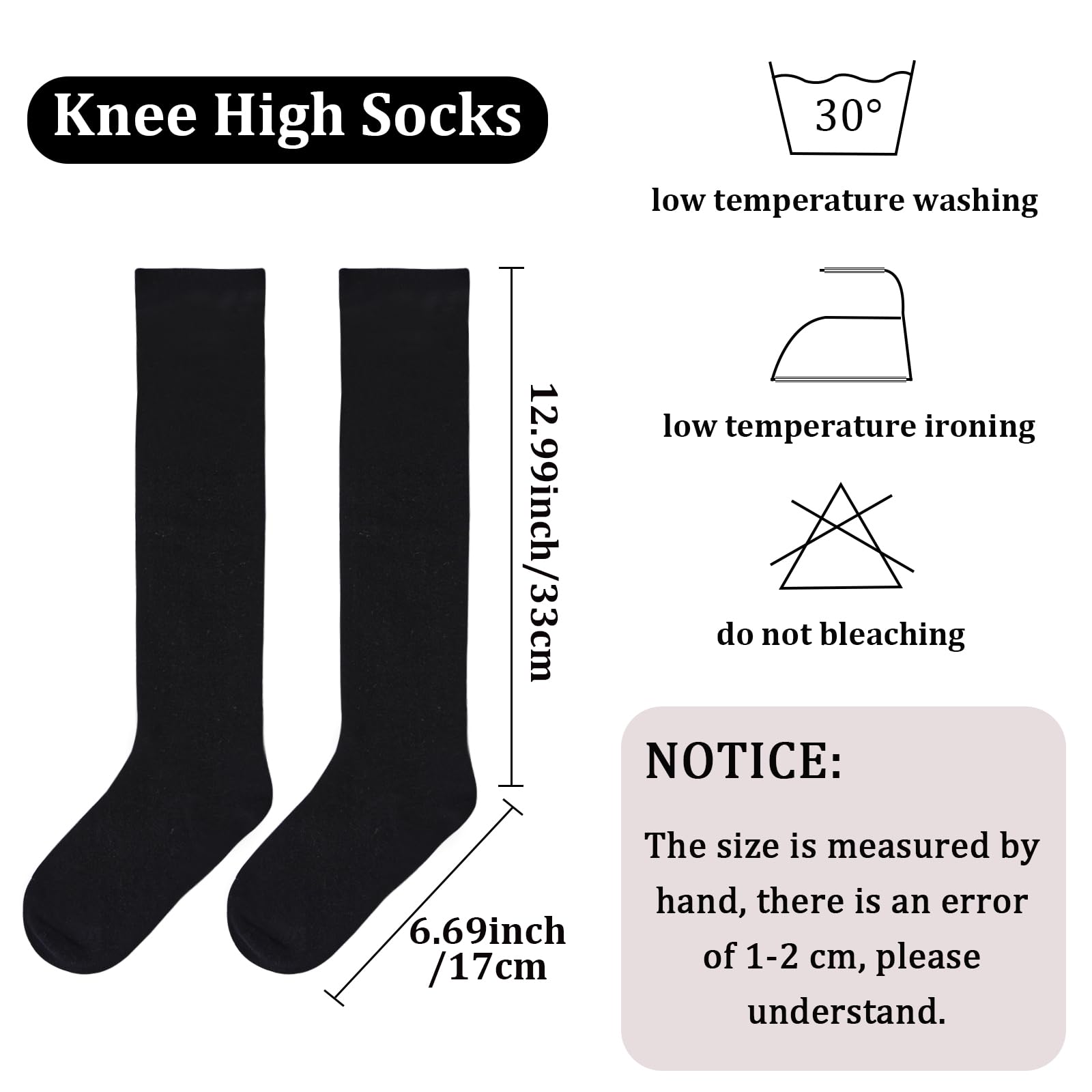 Cotton Knee High Socks Casual-Black - Moon Wood