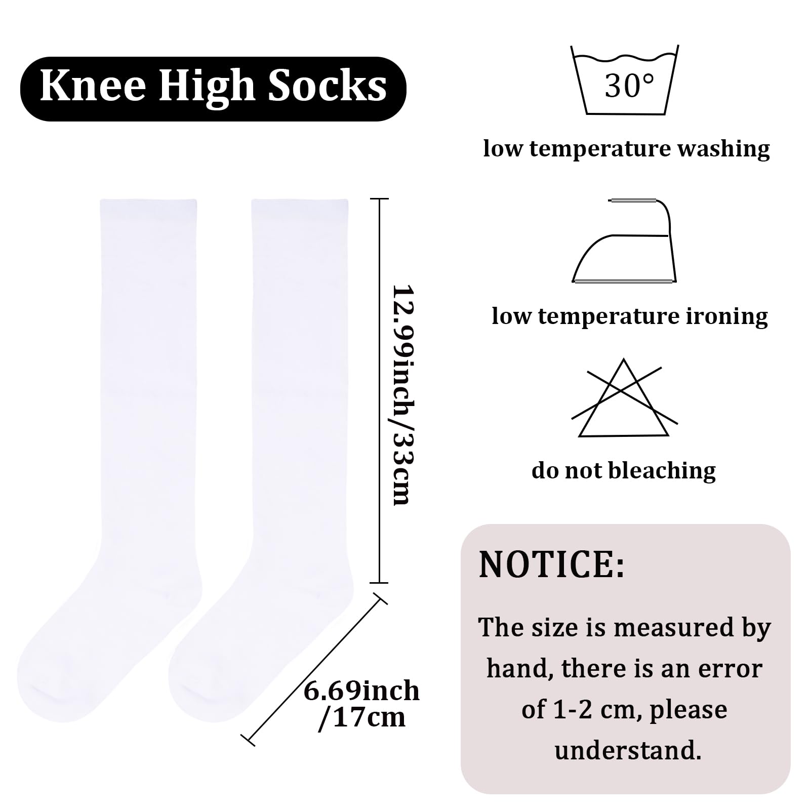 Cotton Knee High Socks Casual-White - Moon Wood