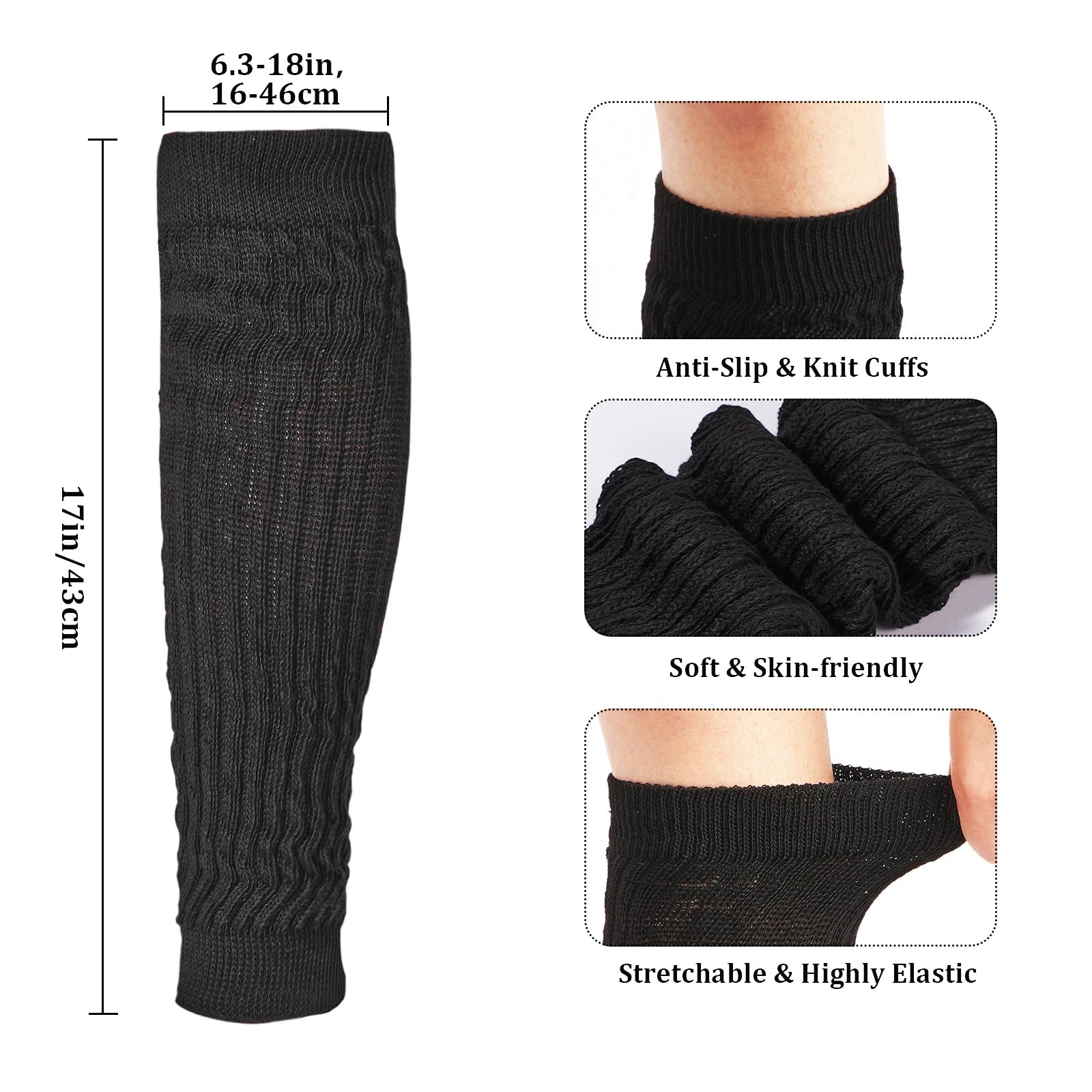 Cotton Slouch Leg Warmers-Black & White - Moon Wood