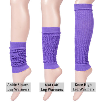 Cotton Slouch Leg Warmers-Purple