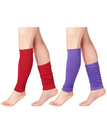 Cotton Slouch Leg Warmers-Purple & Red