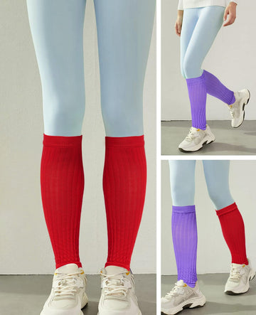 Cotton Slouch Leg Warmers-Purple & Red