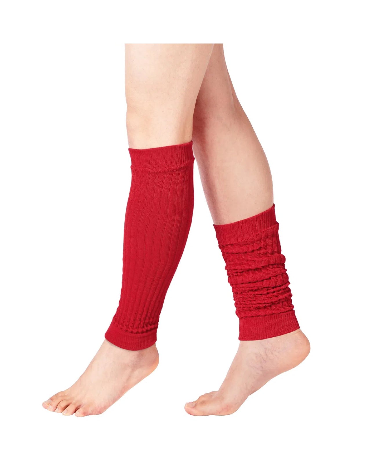 Cotton Slouch Leg Warmers-Red