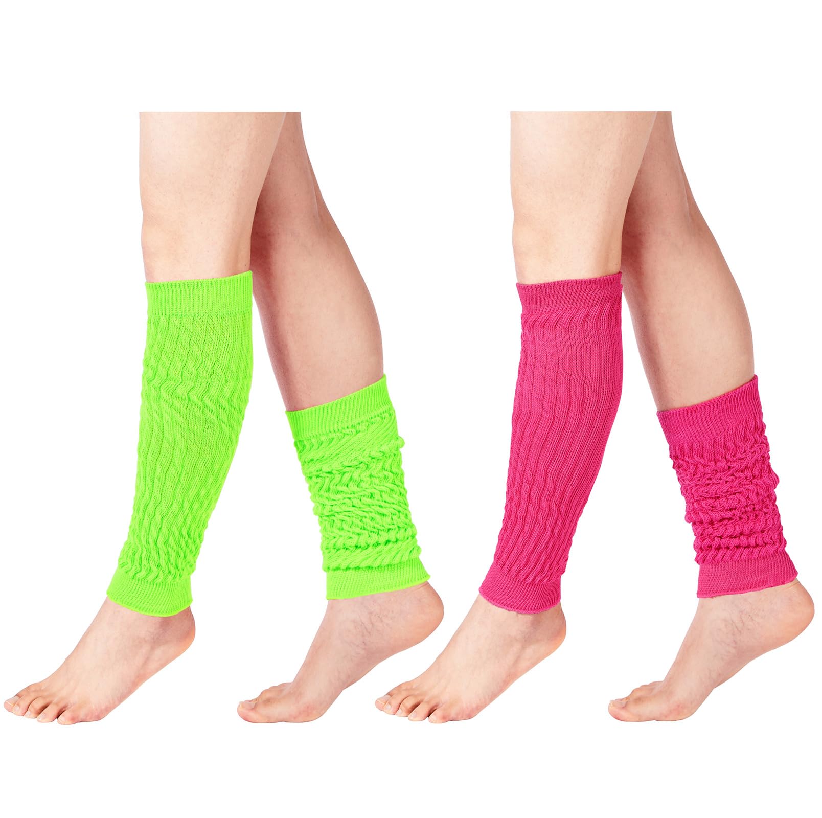 Cotton Slouch Leg Warmers-Rose & Green - Moon Wood